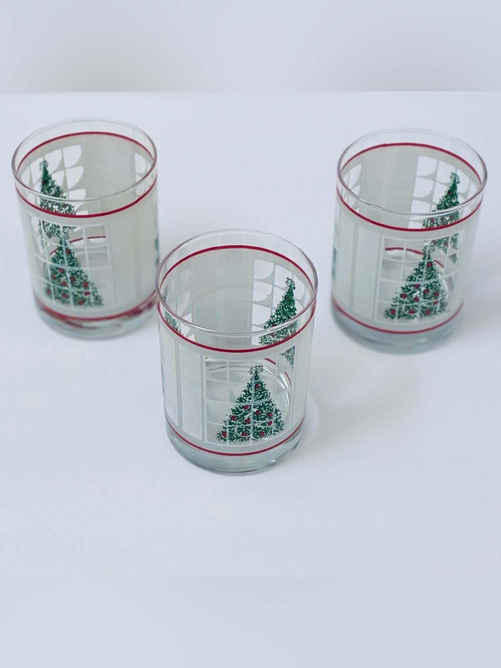 Vintage Waechtersbach Christmas Tree In A Window Low Ball Glasses Set Of 3